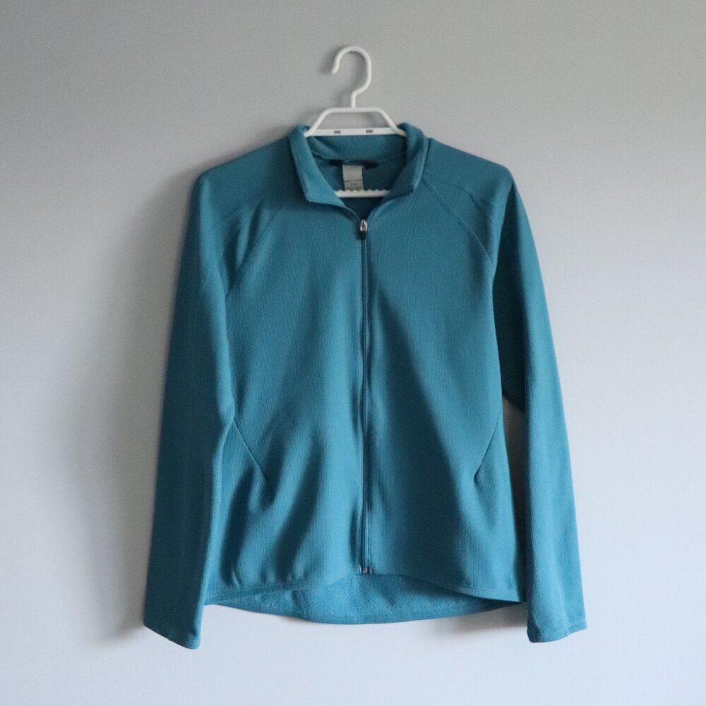 MEC Women's Sz Lrg Blue Full Zip Cycling Active Fleece Ribbed‎ Stretch Jacket